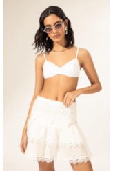 Saia Curta Linen Guipuire Branco