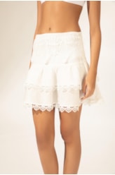 Saia Curta Linen Guipuire Branco