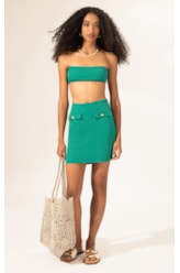 Saia Curta Listrado Oasis Verde Escuro