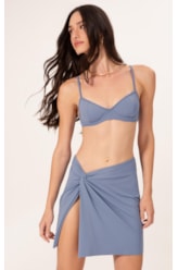 Saia Curta No Jersey Azul Seco