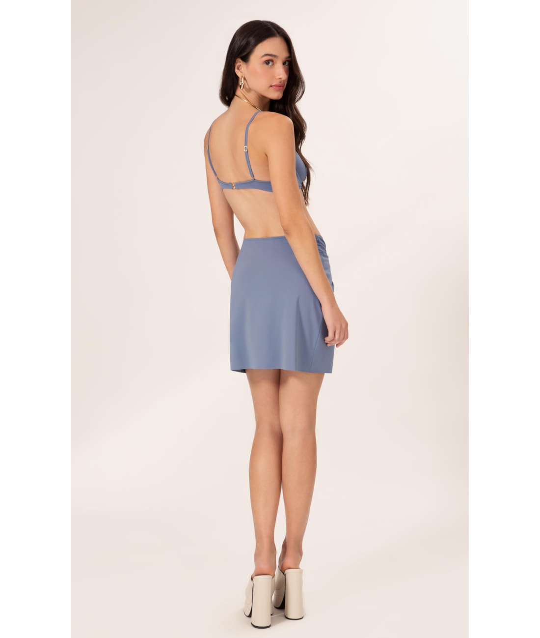 Saia Curta No Jersey Azul Seco