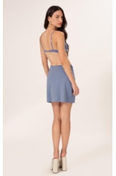 Saia Curta No Jersey Azul Seco