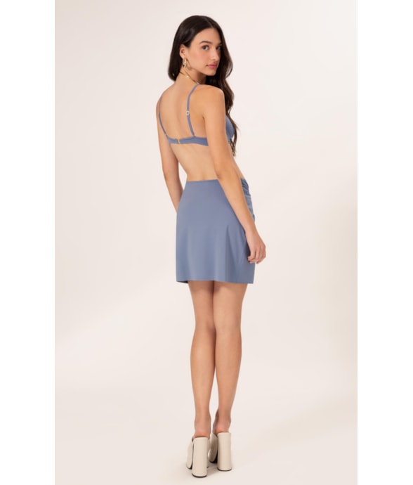 Saia Curta No Jersey Azul Seco