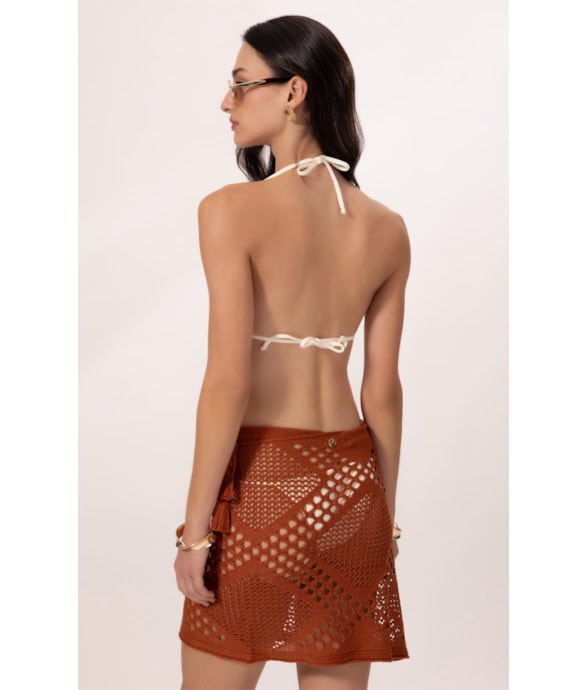 Saia Curta Pareô Tricot Telha