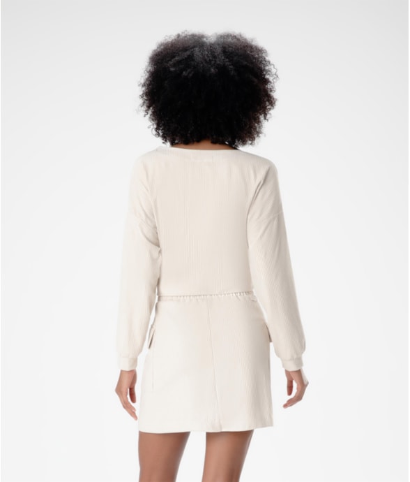 Saia Curta Rib Suede Areia