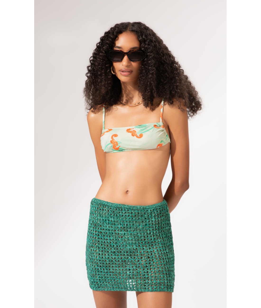 Saia Curta Tricot Burano Verde Escuro