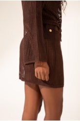 Saia Curta Tricot Paradise Marrom