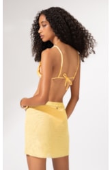 Saia Curta Tule Crystals By Swarovski Celebrate Amarelo Claro