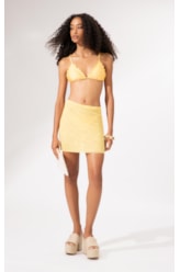 Saia Curta Tule Crystals By Swarovski Celebrate Amarelo Claro