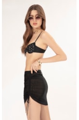 Saia Curta Tule Liso Preto