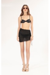 Saia Curta Tule Liso Preto