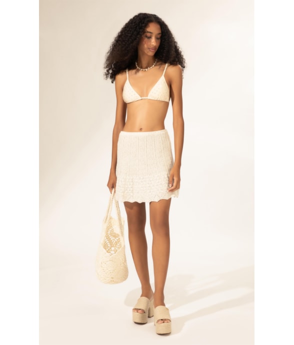 Saia Evasê Tricot Capri Natural