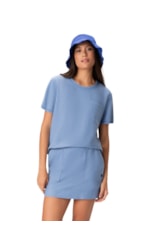 Saia Holiday Curta Moletom Denim Azul Seco