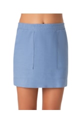 Saia Holiday Curta Moletom Denim Azul Seco