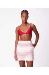 Saia Holiday Moletinho Stripe Vermelho