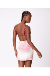Saia Holiday Moletinho Stripe Vermelho