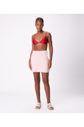 Saia Holiday Moletinho Stripe Vermelho