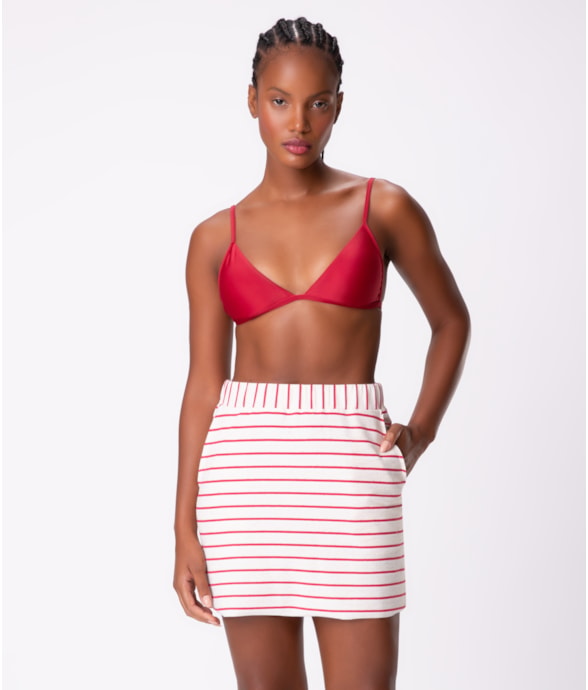 Saia Holiday Moletinho Stripe Vermelho