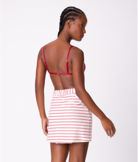 Saia Holiday Moletinho Stripe Vermelho