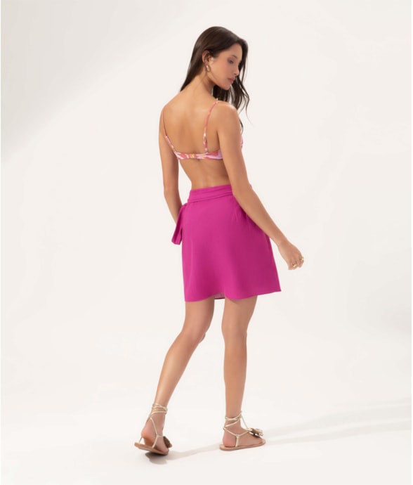 Saia Linho Blend Amarração Magenta