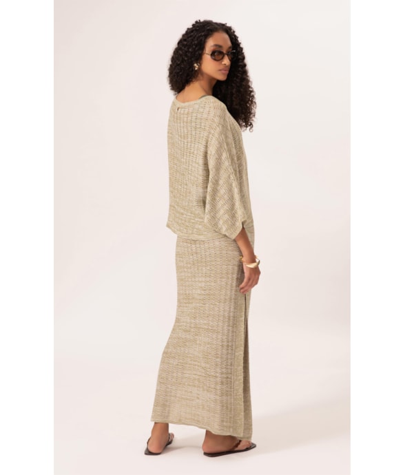 Saia Longa Tricot Mônaco Verde Claro