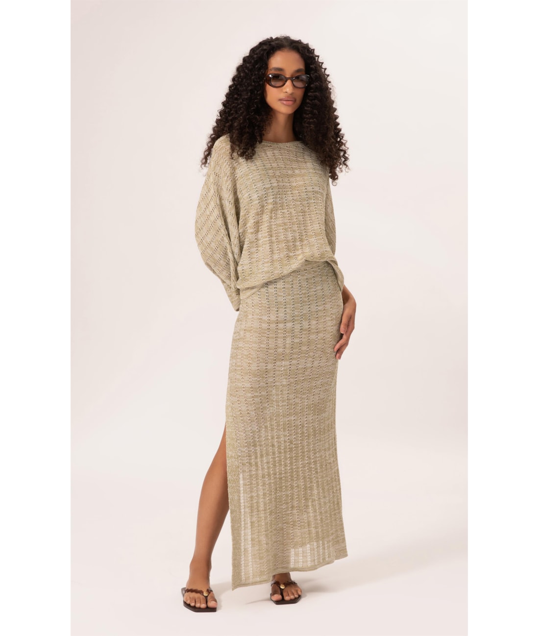Saia Longa Tricot Mônaco Verde Claro
