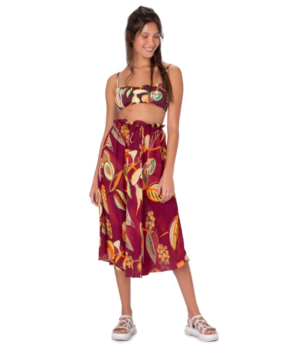 Saia Midi Clochard Angela Estamp. Vinho
