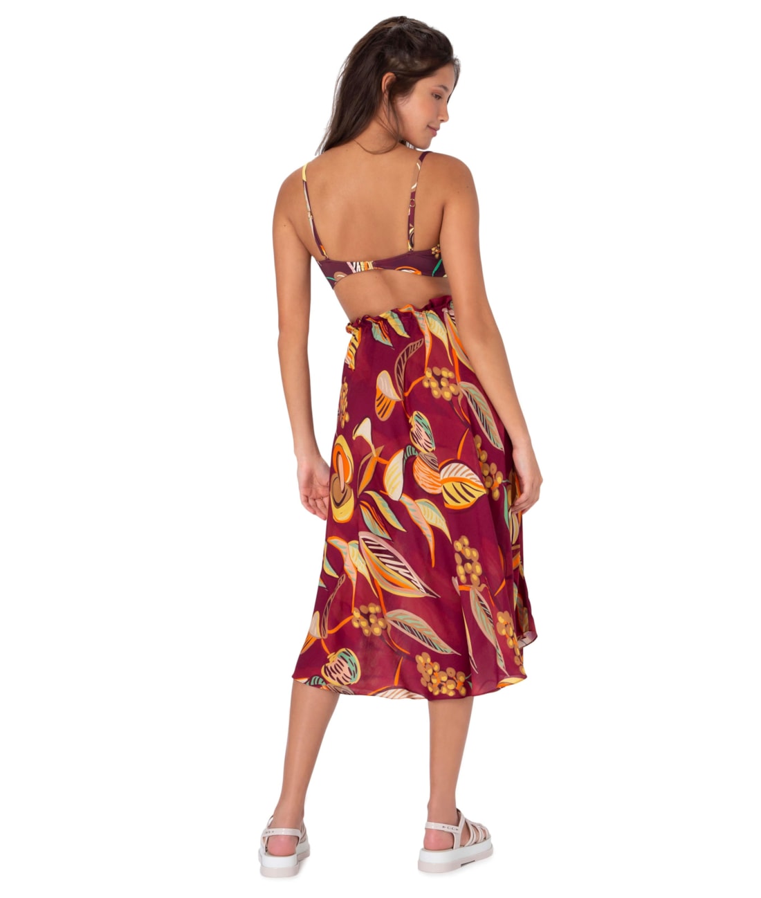 Saia Midi Clochard Angela Estamp. Vinho
