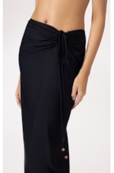 Saia Midi Liso Califórnia Franzida Preto