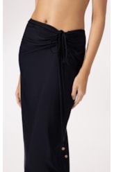 Saia Midi Liso Califórnia Franzida Preto