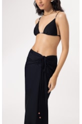 Saia Midi Liso Califórnia Franzida Preto