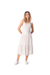 Saia Midi Recortes Heavy Linen Natural