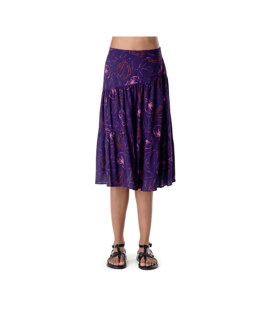 Saia Midi Recortes Seychelles Roxo