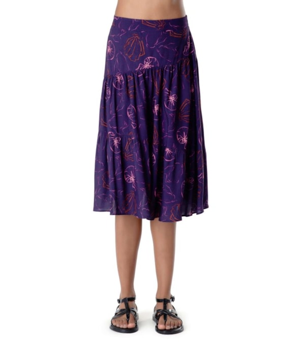 Saia Midi Recortes Seychelles Roxo