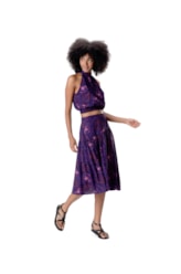 Saia Midi Recortes Seychelles Roxo
