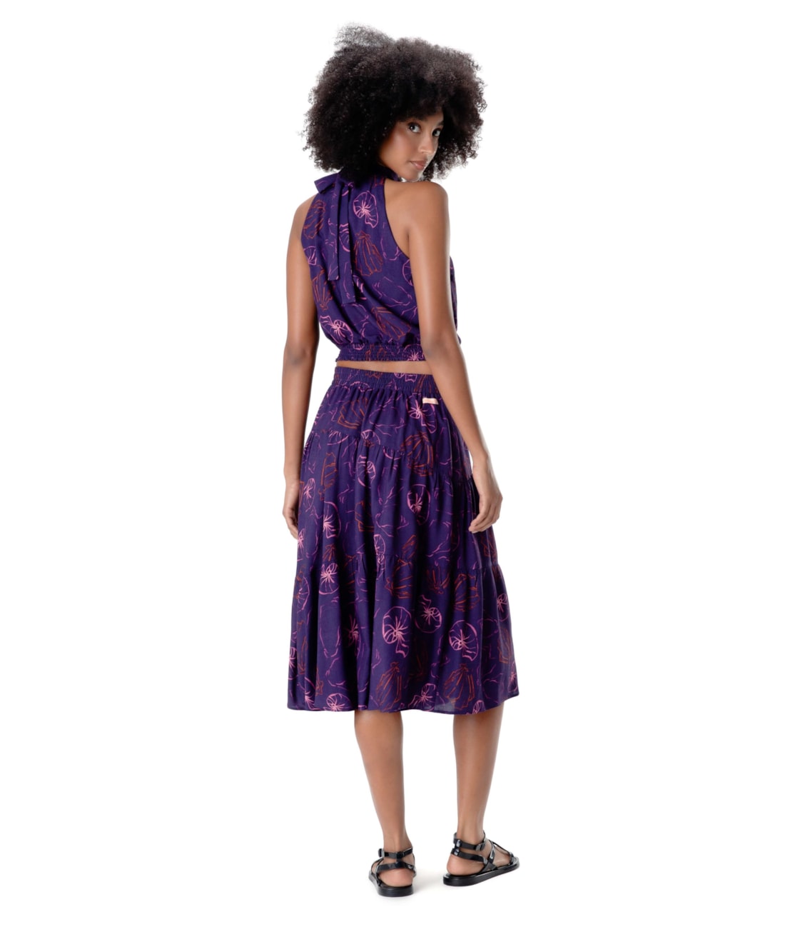 Saia Midi Recortes Seychelles Roxo