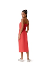 Saia Midi Social Linen Vermelho