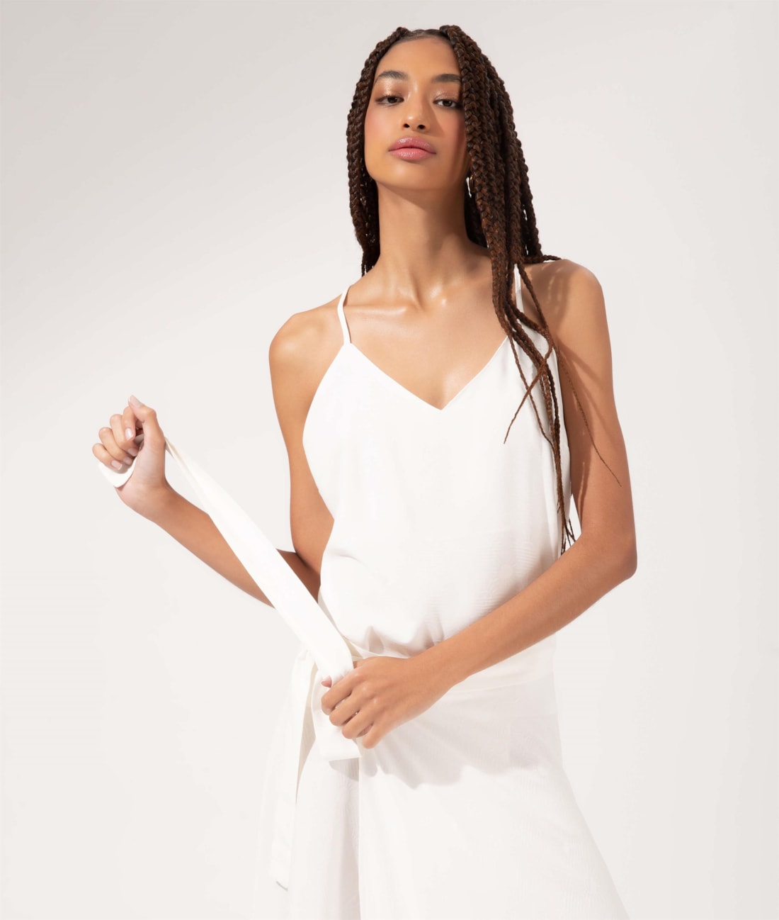 Saia Midi Transp. Jacquard Visco Sunset Off White