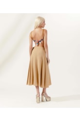 Saia Midi Transpassada Linen Blend Husk