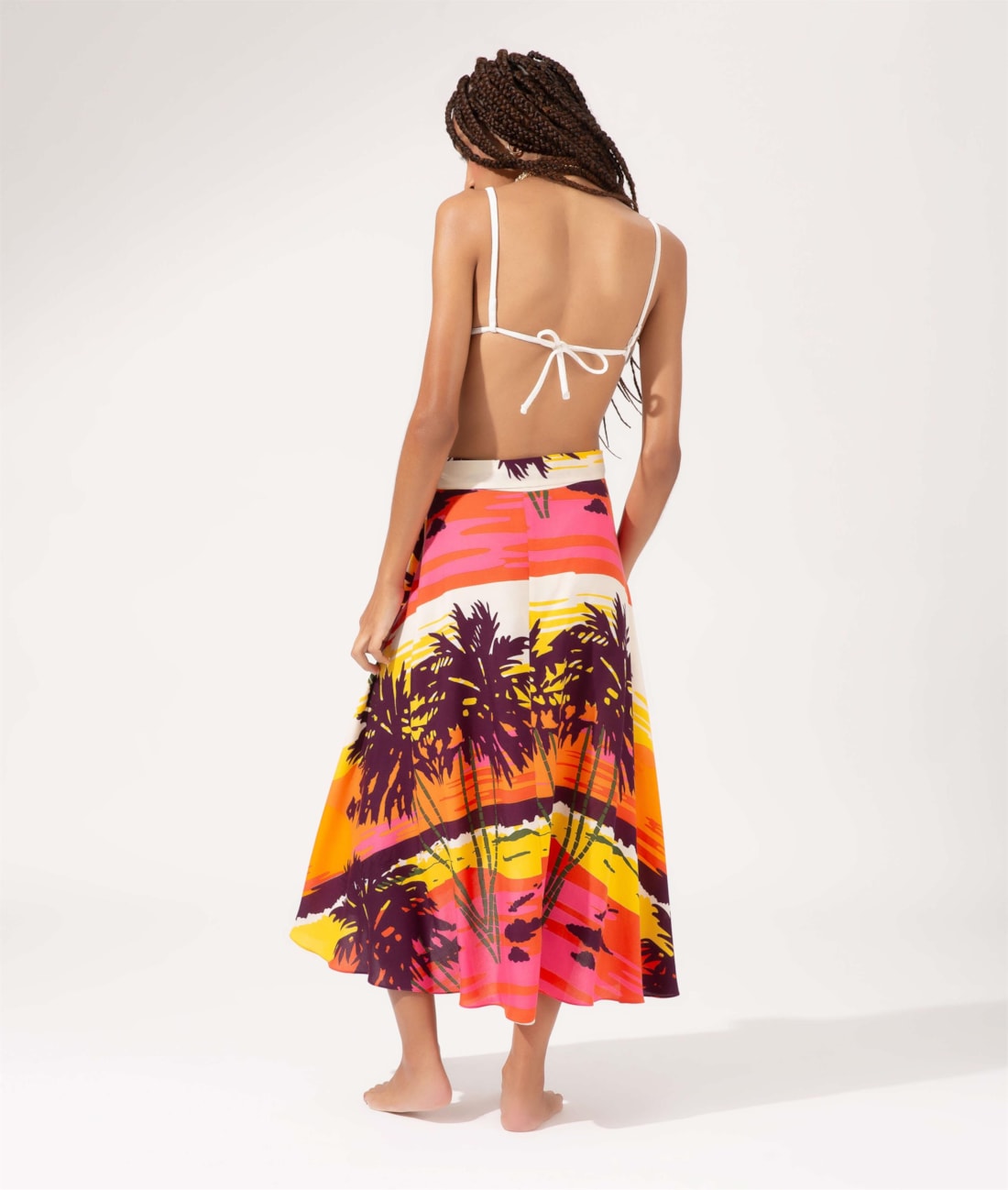 Saia Midi Transpassada Sunset Laranja