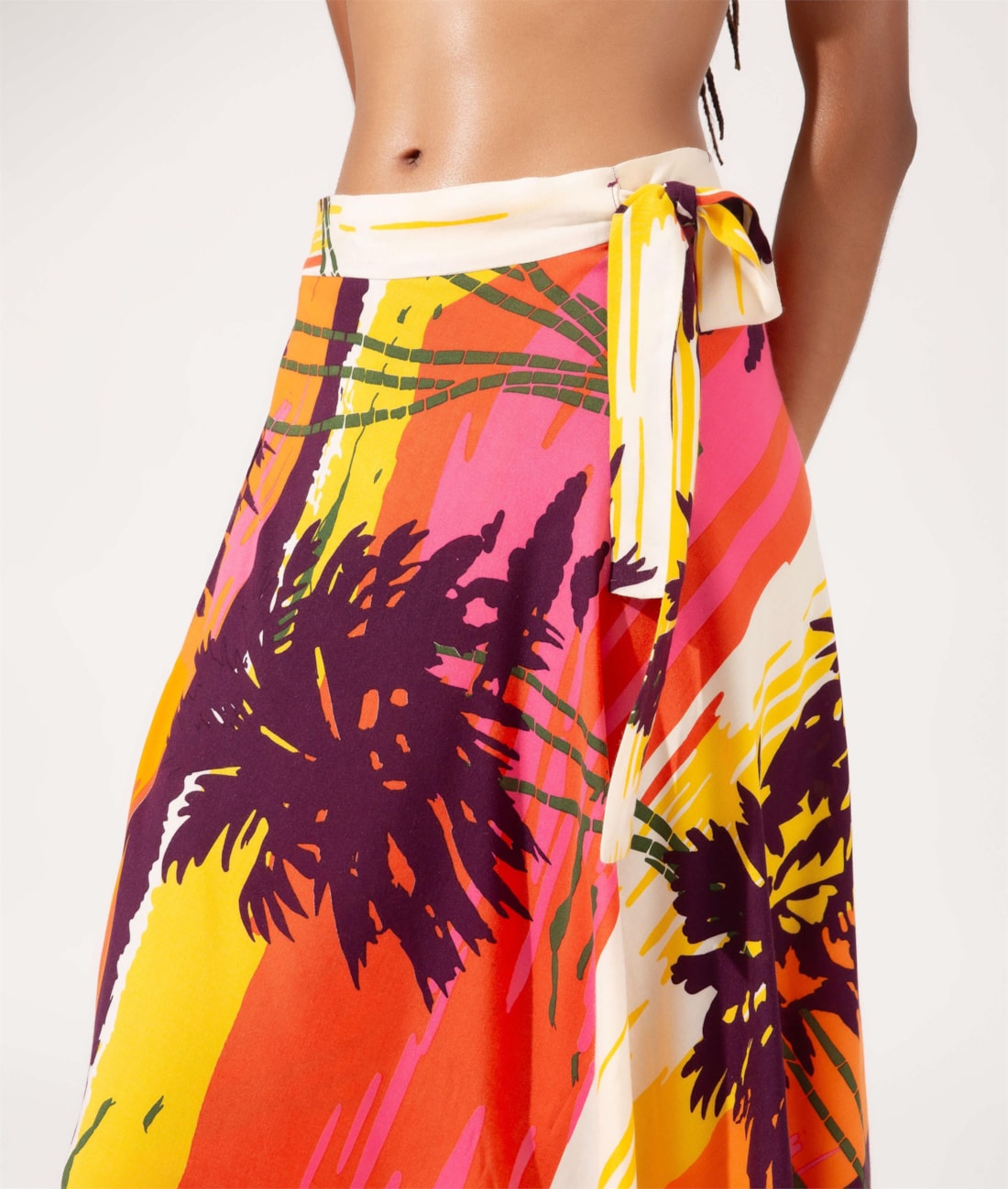 Saia Midi Transpassada Sunset Laranja