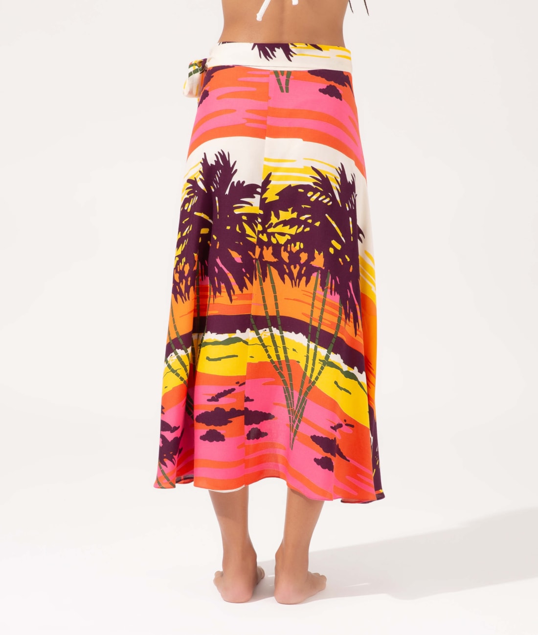 Saia Midi Transpassada Sunset Laranja