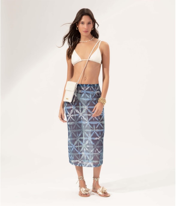 Saia Midi Tule St Tropez Marinho