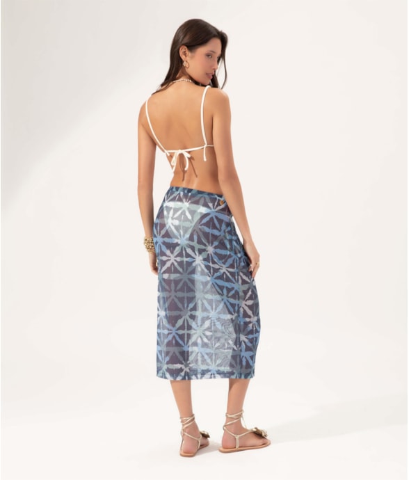 Saia Midi Tule St Tropez Marinho