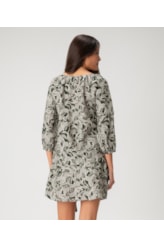 Saia Pala Amarração Linen Print Verde Escuro