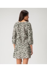 Saia Pala Amarração Linen Print Verde Escuro