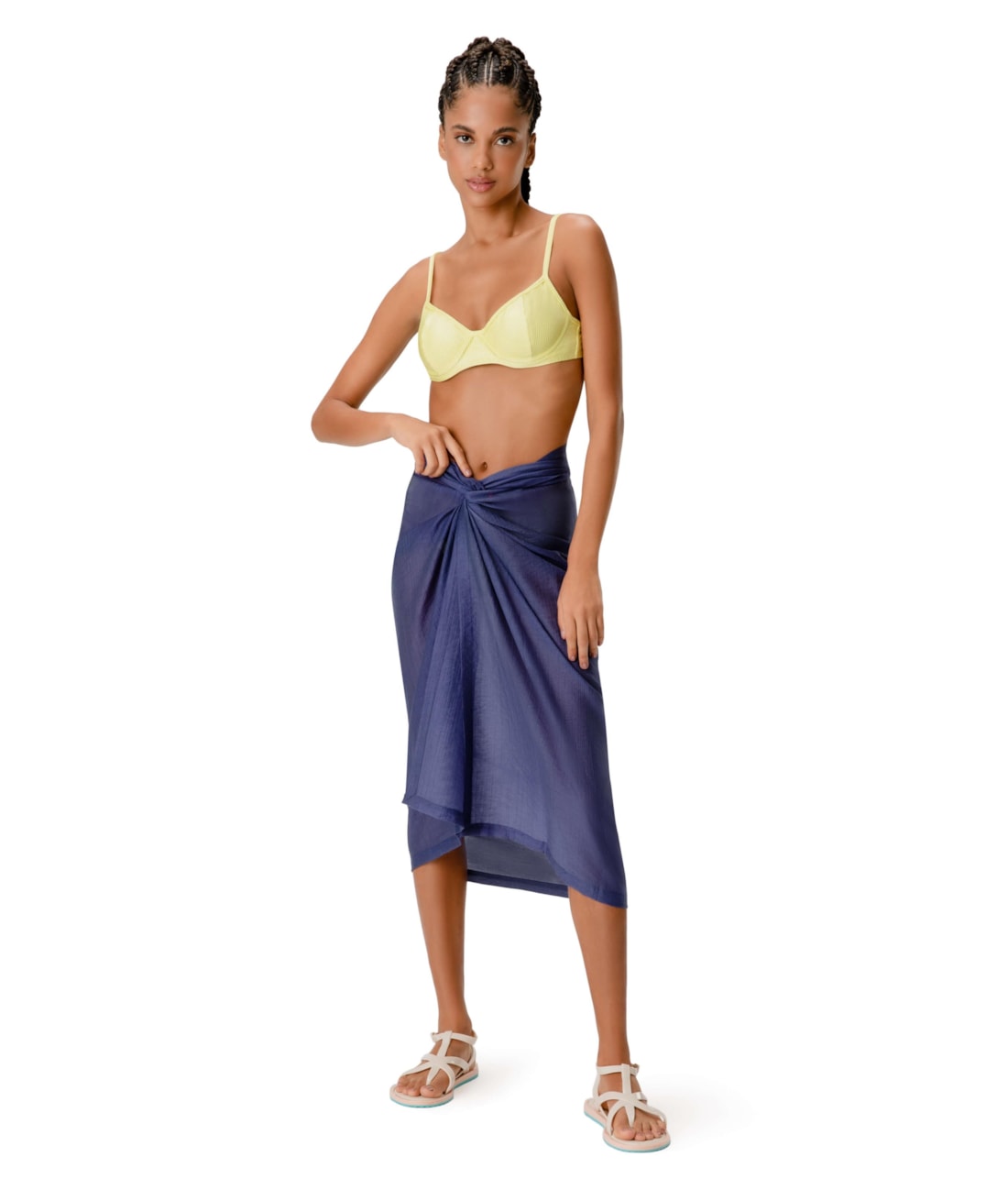 Saia Pareo Washed Azul Jeans