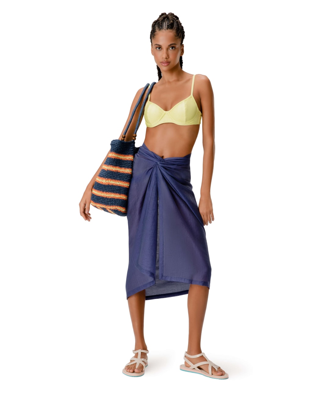 Saia Pareo Washed Azul Jeans