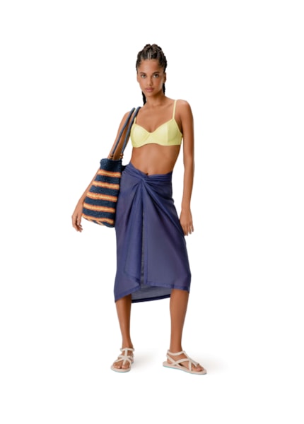 Saia Pareo Washed Azul Jeans