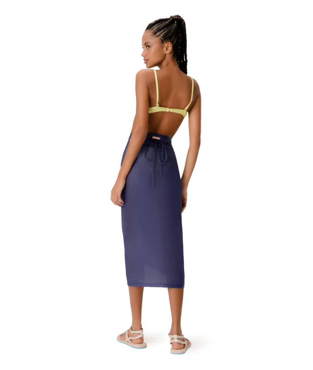 Saia Pareo Washed Azul Jeans